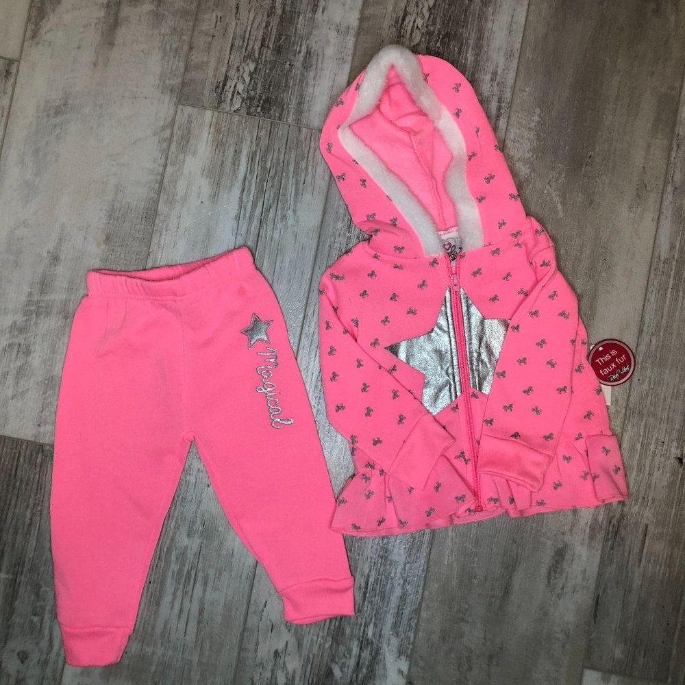 Pink Girls Hoodie Sweater & Sweat Pants Combo